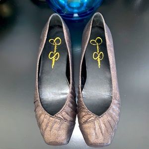 JESSICA SIMPSON Emmly Ballet Flats Platinum metallic Herringbone 7.5